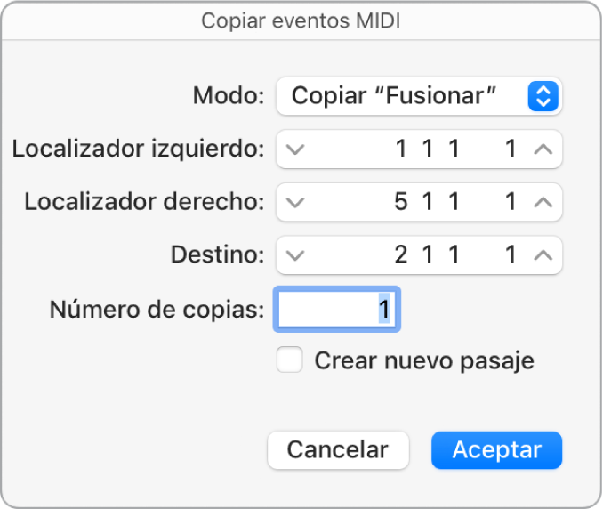 Ilustración. Cuadro de diálogo “Copiar eventos MIDI”.