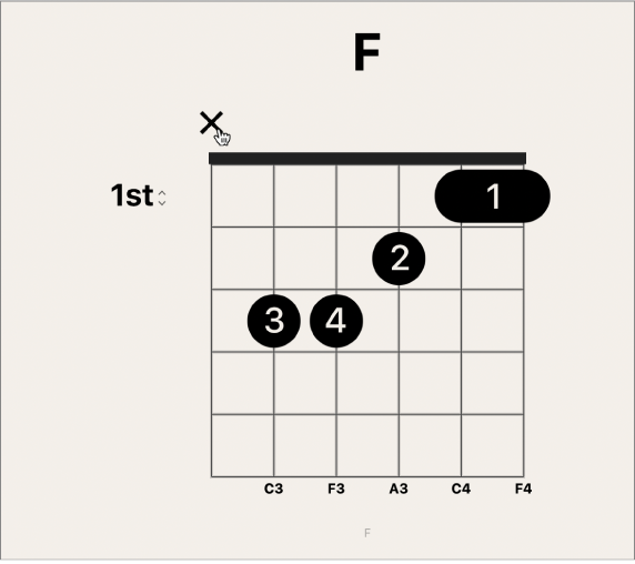 図。コードグリッドの弦の上部の領域にあるフィンガーツール。