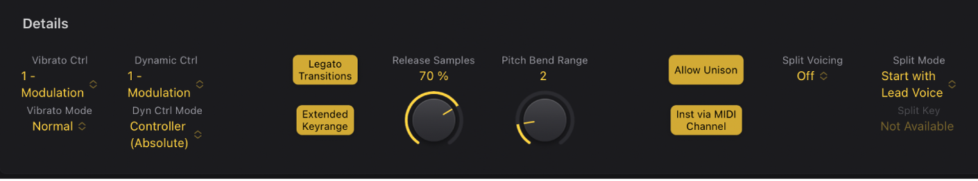 Abbildung. Studio Horns Details – Parameter