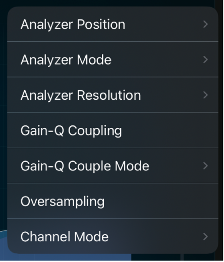 Channel EQ More menu options.