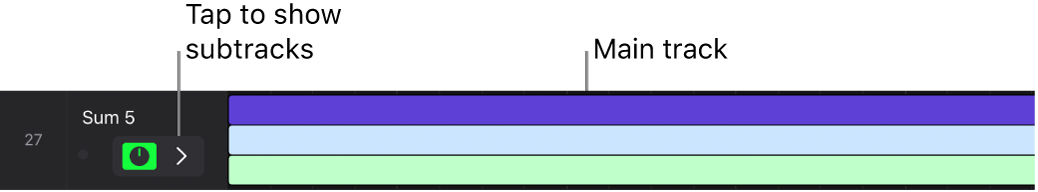 Figure. Summing stack showing disclosure triangle in track header to show subtracks.