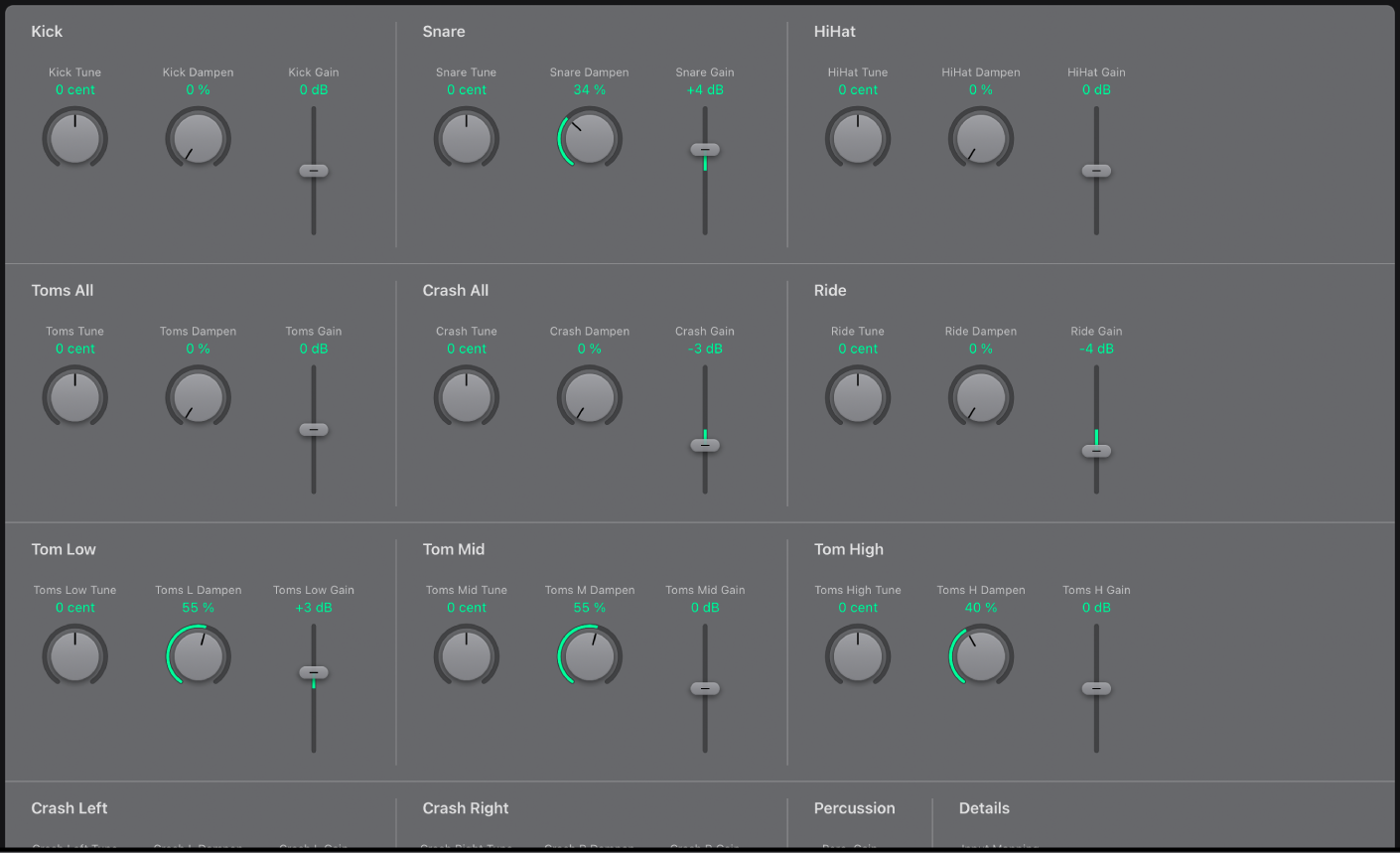 図。Drum Kit Designerのインターフェイス。