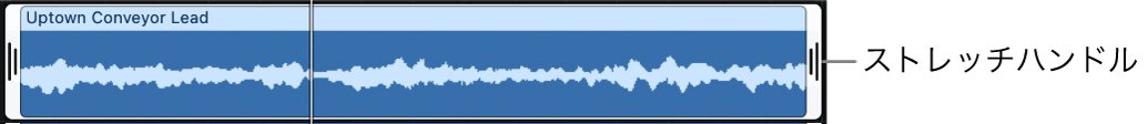 図。右端にトリムハンドルが表示されたリージョン。