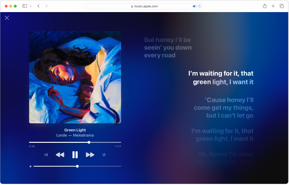 full screen lyrics apple music pc