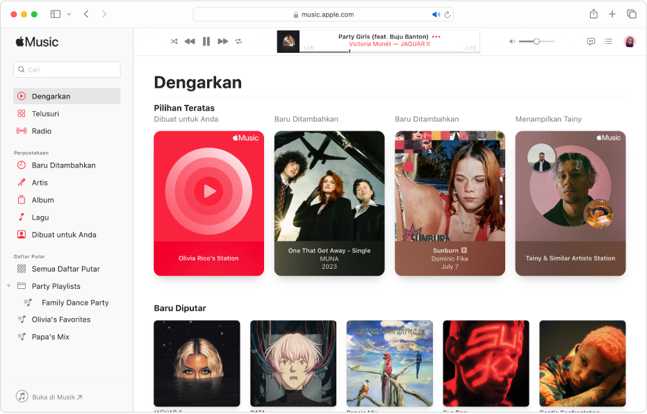 Petunjuk Pengguna Apple Music Untuk Music.apple.com - Apple Support (ID)