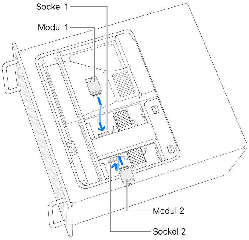 Zwei SSD-Module werden installiert.