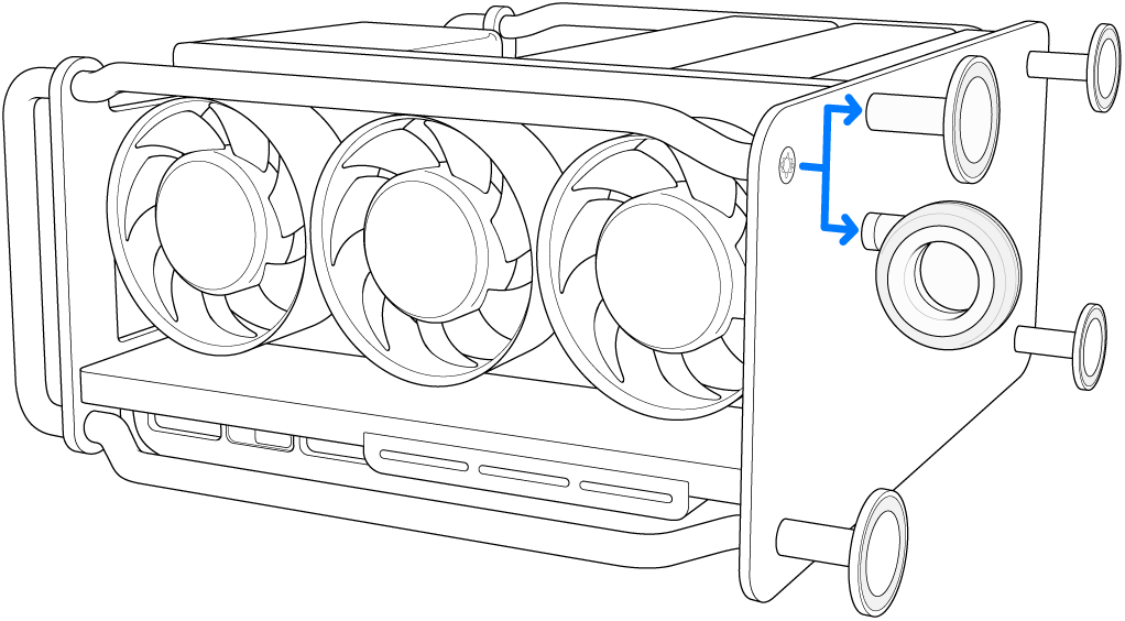 Wheel or foot being removed from Mac Pro.