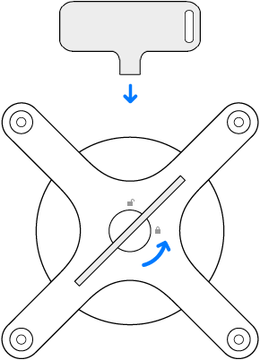 The key and adapter rotating counterclockwise.