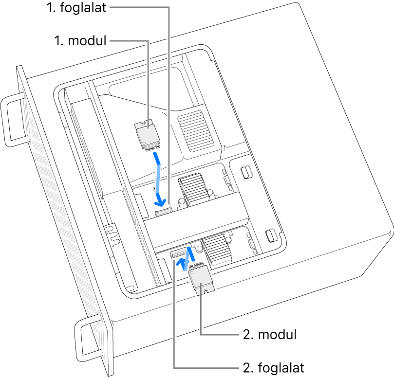 Két SSD-modul beszerelés közben.