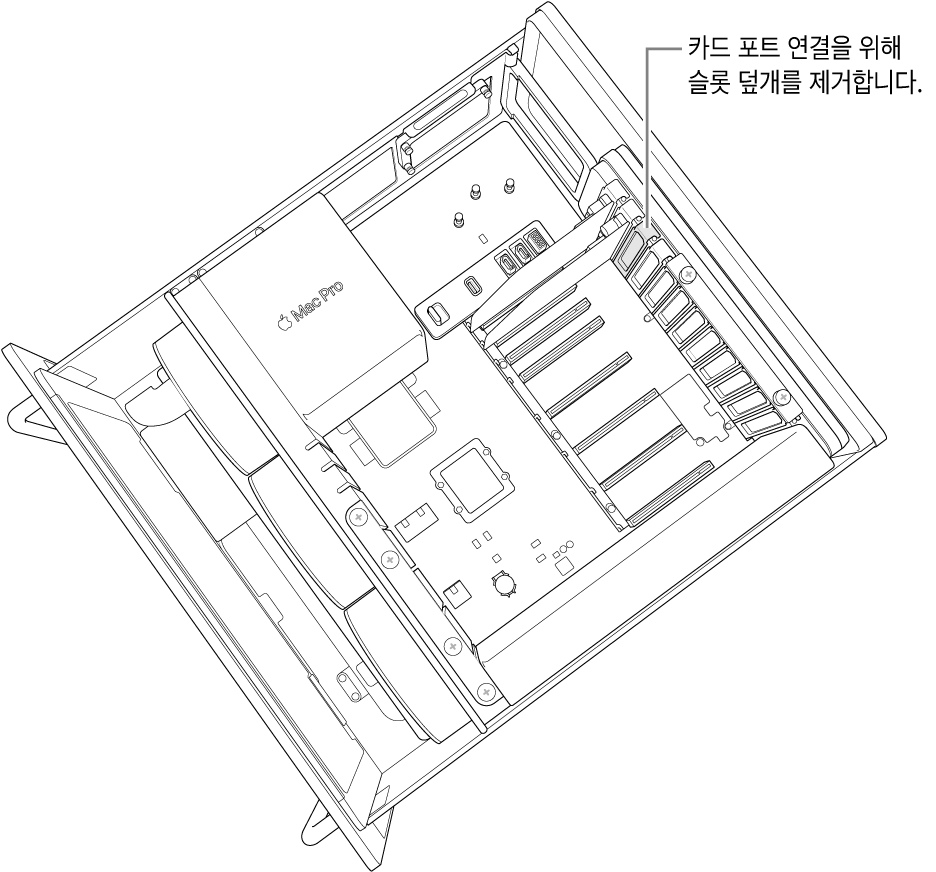 슬롯 덮개가 제거됨.