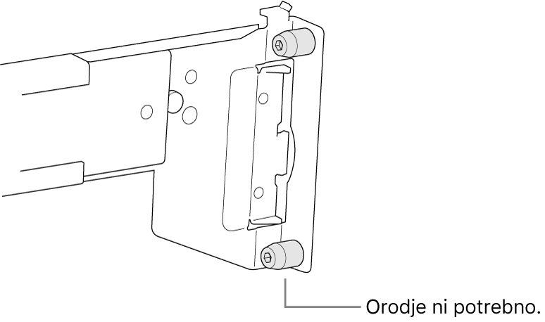 Sestav tirnice, ki se prilega v omarico s kvadratnimi odprtinami.