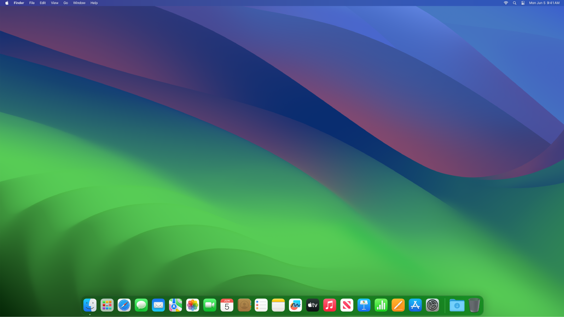 Desktop dalam Mode Gelap.