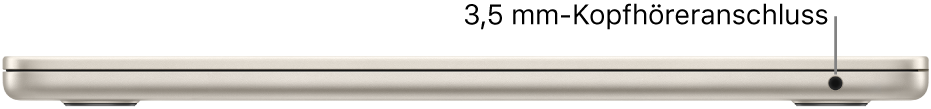 Rechte Seite des MacBook Air mit Beschriftung des 3,5-mm-Kopfhöreranschlusses