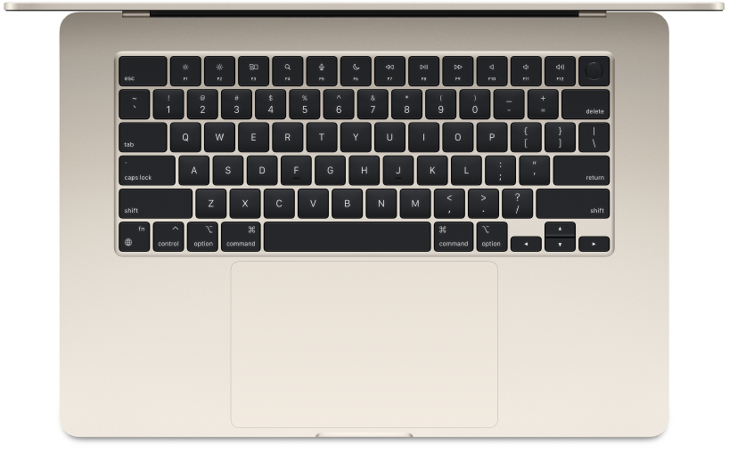 A MacBook Air felülnézetből.