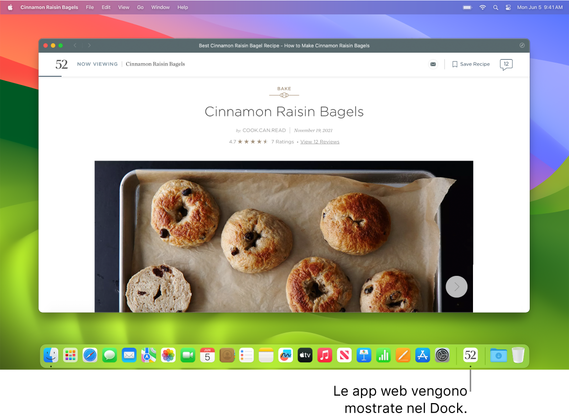 Un’app web aperta con la sua icona nel Dock.