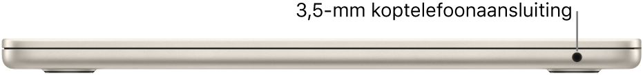 Het rechteraanzicht van een MacBook Air met een bijschrift voor de 3,5-mm koptelefoonaansluiting.