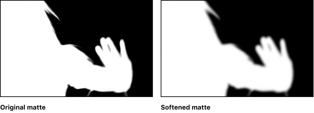 Original matte in the canvas, compared to the softened version of matte