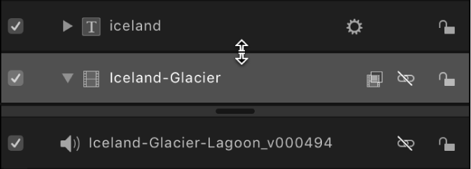 Row adjust pointer in the Timeline