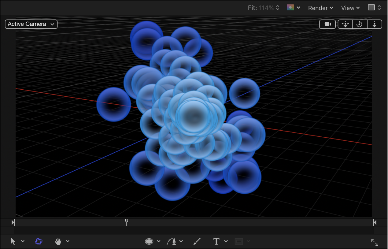 Canvas showing Particle system with Depth Ordered setting off