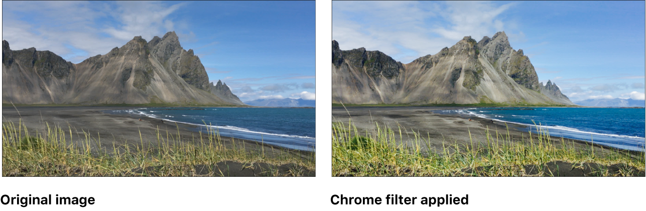 Canvas showing effect of Chrome filter