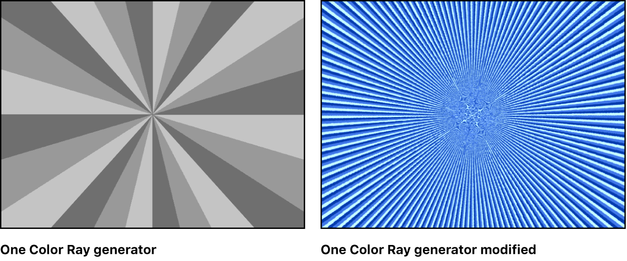 Canvas showing One Color Ray generator with a variety of settings