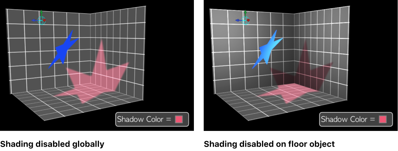 Canvas showing shading disabled globally, and disabled on an individual object