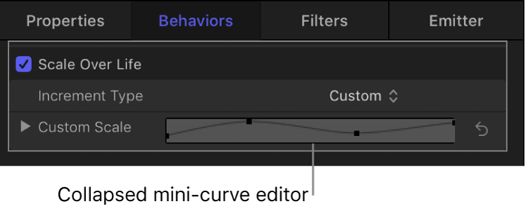 Collapsed mini-curve editor in Inspector