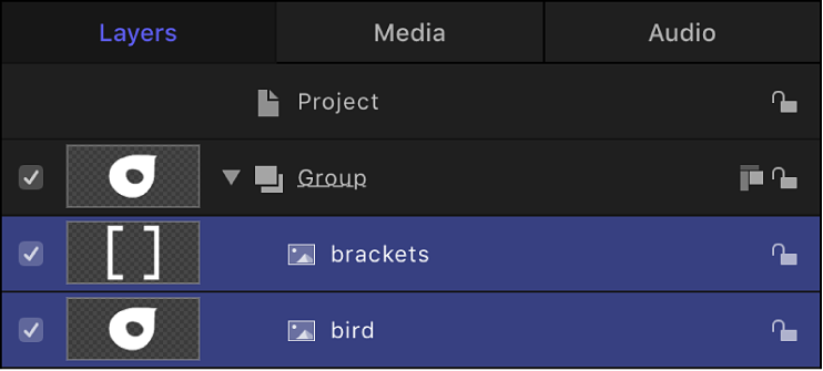 Layers list showing two source layers selected
