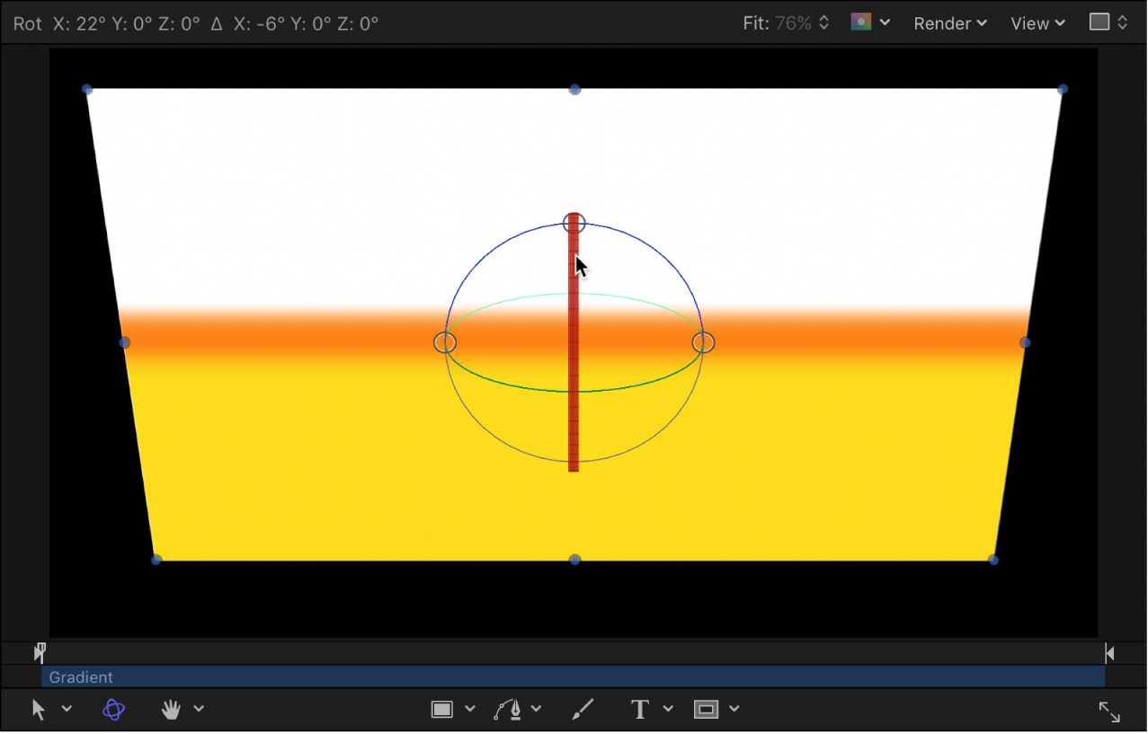 Canvas showing object rotating around X axis