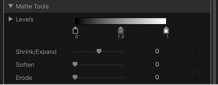 Matte Tools controls in Green Screen Keyer filter