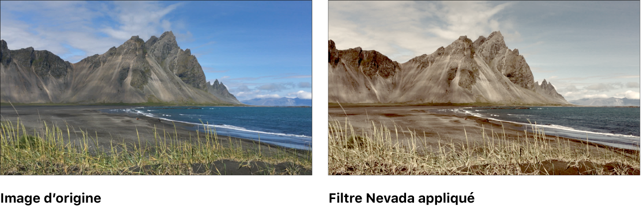 Canevas affichant l’effet du filtre Nevada