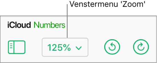 Het venstermenu 'Zoom' in de knoppenbalk.