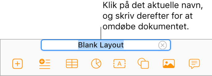 Dokumentets aktuelle navn, Tomt layout, er valgt øverst i dokumentet.
