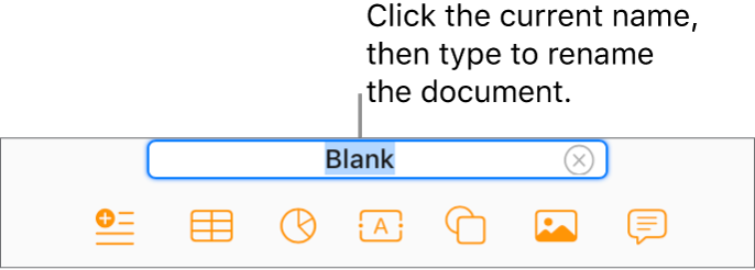 The current document name, Blank, selected at the top of the document.