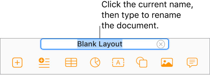 The current document name, Blank Layout, selected at the top of the document.