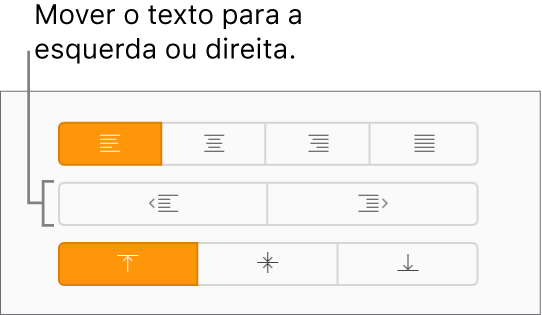 Os botões Remover indentação e Adicionar indentação na barra lateral Formato.