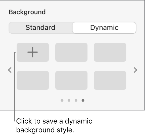 The Dynamic button selected in the Background section of the Format sidebar with the Add Style button displayed.