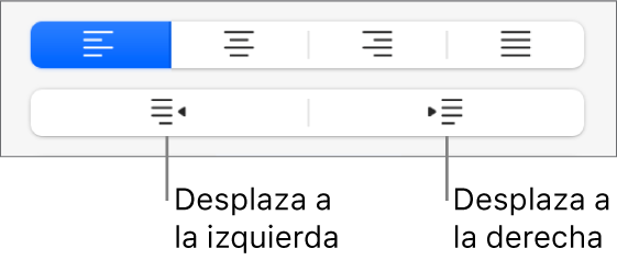 Opciones de alineación de párrafo.