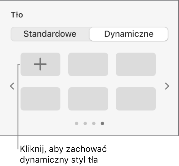 Przycisk Dynamiczne zaznaczony w sekcji Tło na pasku bocznym Format z widoczny przyciskiem Dodaj styl.