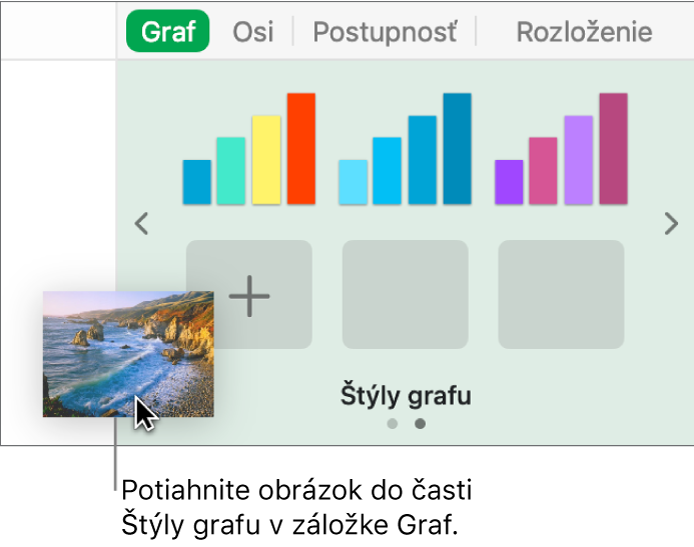 Vytvorenie nového štýlu potiahnutím obrázka do časti bočného panela štýlov grafu.