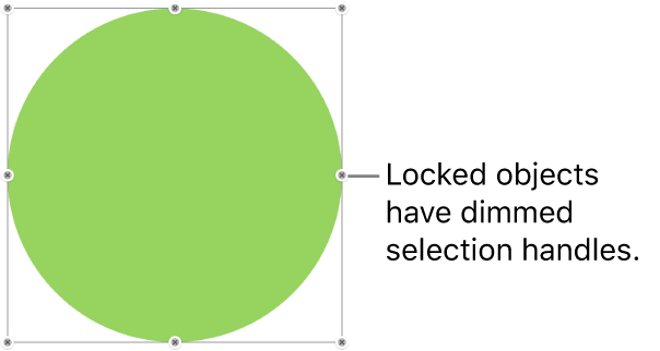 A locked object with dimmed selection handles.