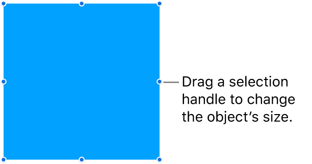 An object with blue dots on its border for changing the object’s size.
