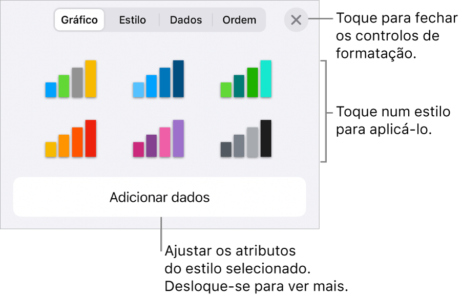 O separador Gráfico do menu Formatação.