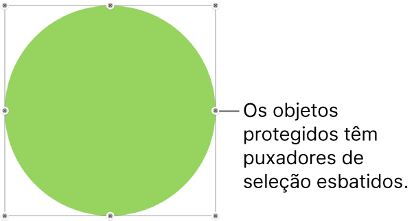 Um objeto protegido com puxadores de seleção esbatidos.