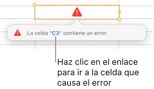 Enlace de error de celda.