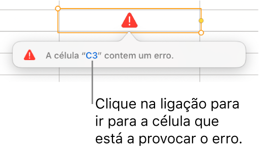 Uma hiperligação de erro da célula.