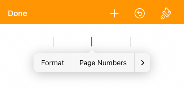 The Doc Set-Up window with the insertion point in a header field and a pop-up menu with two menu items: Page Numbers and Insert.