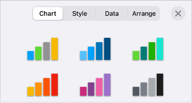 Chart styles in the Chart tab of the Format menu.
