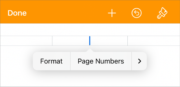 The Doc Setup window with the insertion point in a header field and a pop-up menu with two menu items: Page Numbers and Insert.