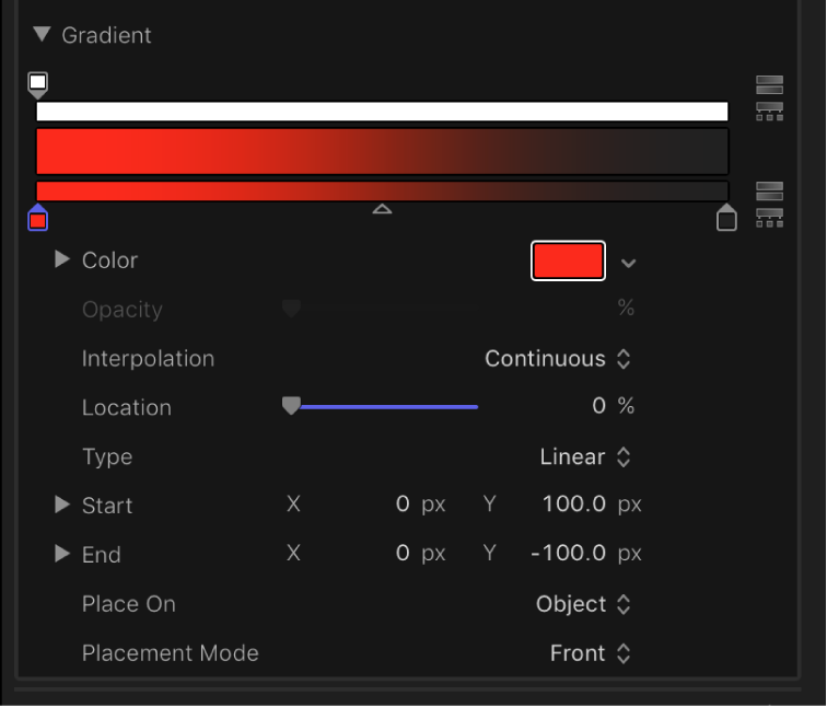 The gradient controls